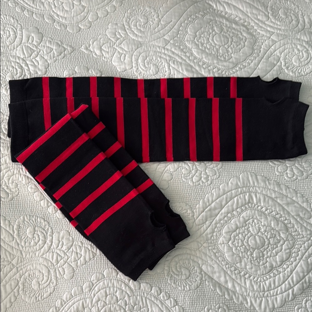 Unisex Arm Sleeves-Black and Red striped